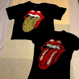 2 t shirts bundle deal! Rolling Stones. Crop top is size XS other top is size S